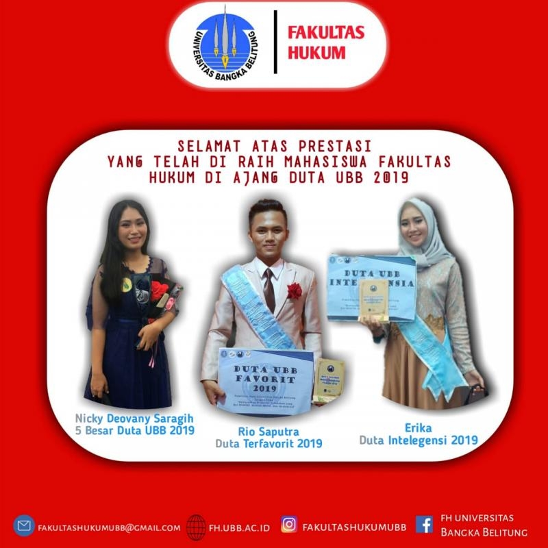 Mahasiswa FH UBB mengukir Prestasi di Ajang Duta UBB 2019