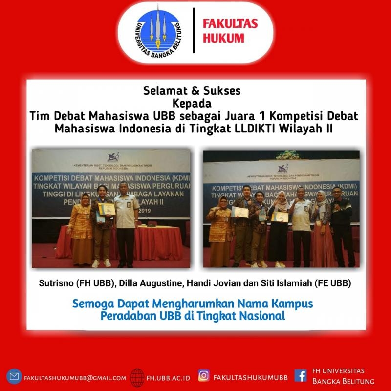 Sutrisno, Mahasiswa FH UBB Menembus Nasional Melalui Debat Mahasiswa