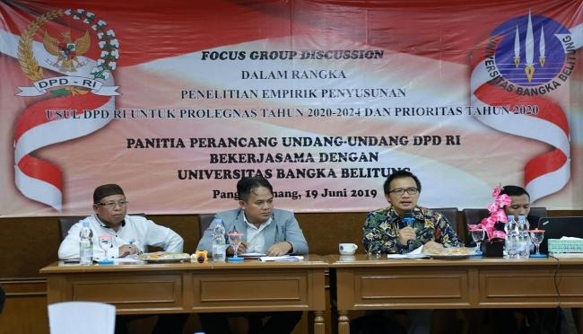 DPD RI Kerjasama FH UBB bahas PROLEGNAS 2020-2024 dan Prioritas 2020