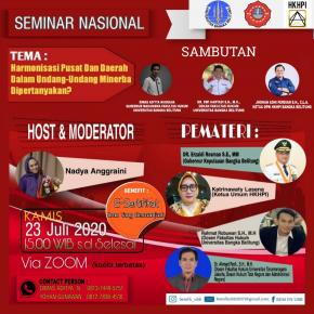 BEM FH UBB dan HKHPI Gelar Webinar Harmonisasi Pusat dan Daerah Dalam UU MINERBA